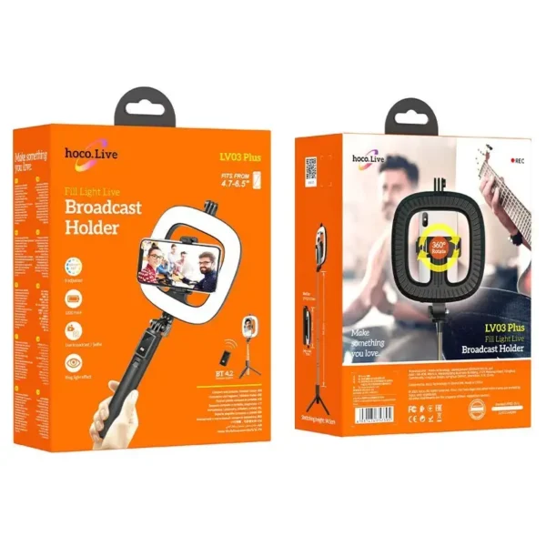 Hoco Ring Light LV03 Showfull με Επιτραπέζιο Τρίποδο και Βάση για Κινητό - Μαύρο